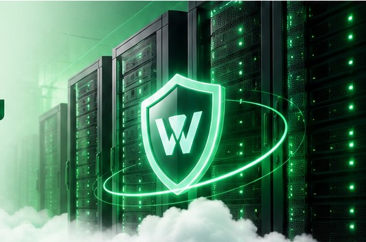 Cloud hosting infrastructure with green lighting
